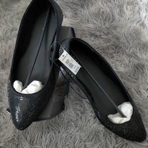 Black Rhinestone Pointed Toe Flats